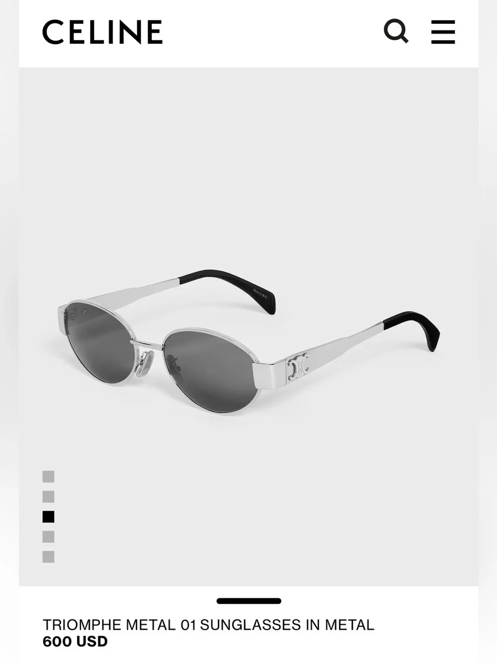 Authentic Celine Triomphe Metal 01 Sunglasses